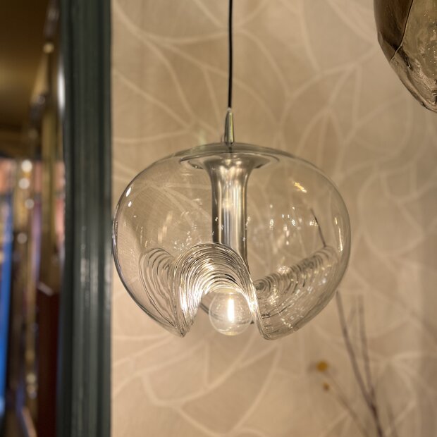 Peill &amp; Putzler Futura Wave glazen chromen hanglamp 1970s | Sprinkelhop