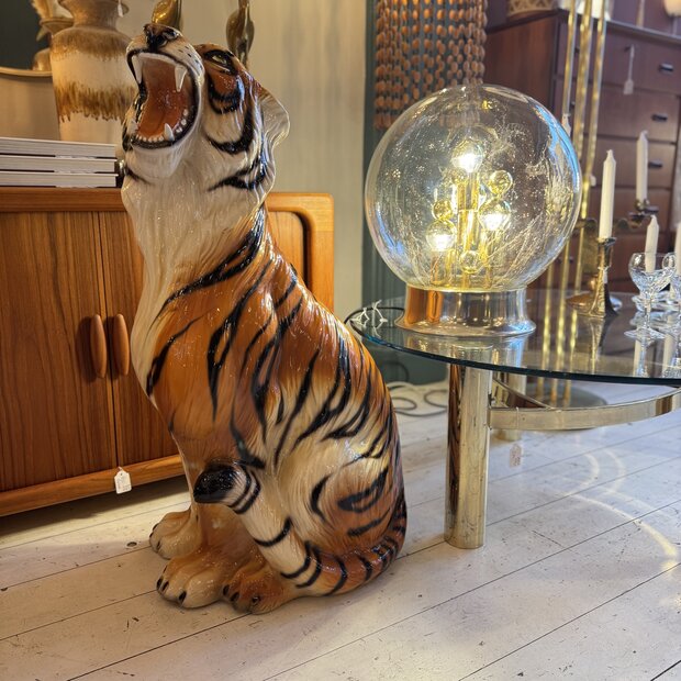 Vintage Italiaans handbeschilderd keramieken tijger beeld | Sprinkelhop