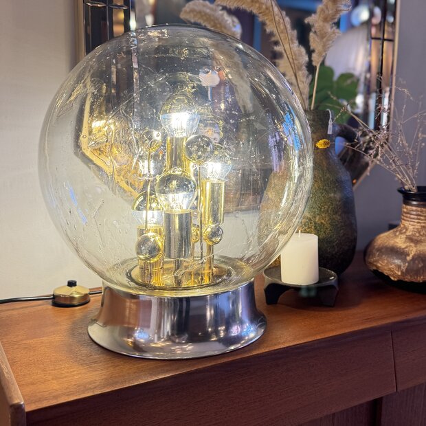 Doria Big Ball kristalglazen tafellamp messing chroom | Sprinkelhop