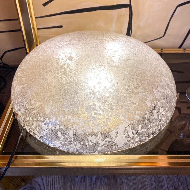 Hillebrand vintage plafondlamp 1970s gevlekt glas iced glass | Sprinkelhop