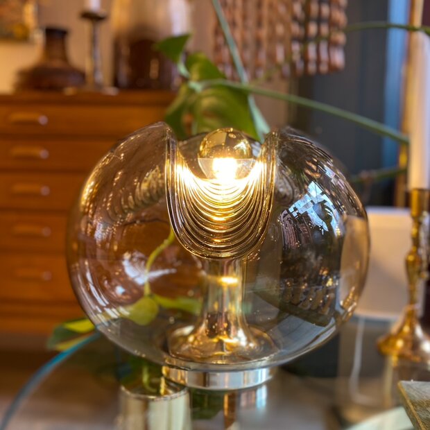 Peill &amp; Putzler Futura Wave glazen messing tafellamp 1970s | Sprinkelhop