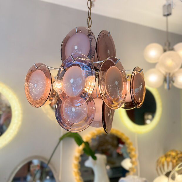 Vintage Vistosi schijven hanglamp Murano paars | Sprinkelhop