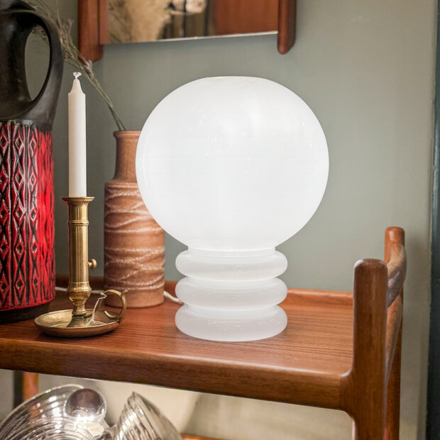 Vintage Glash&uuml;tte Limburg 6035 tafellamp wit 1970s | Sprinkelhop