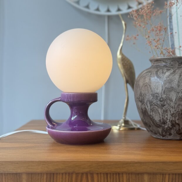 West Germany Cari Zalloni voor Steuler keramiek tafellamp paars