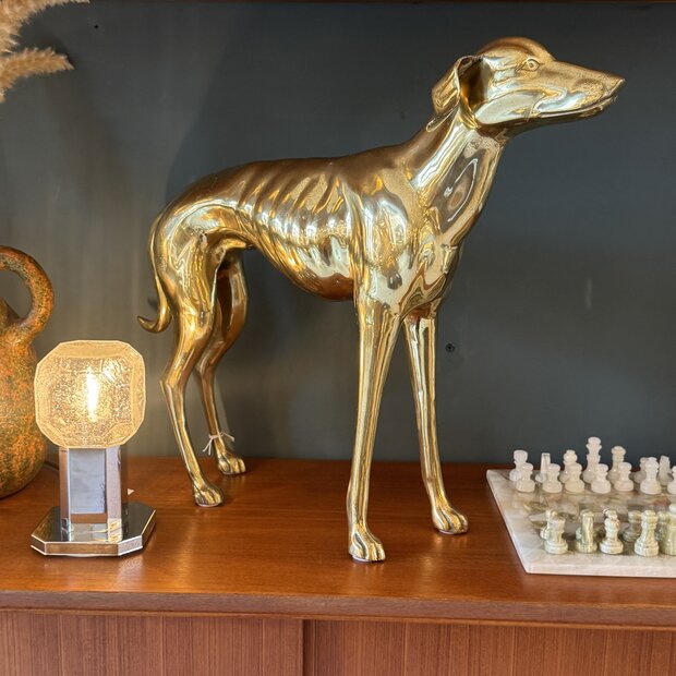 Vintage messing windhond whippet XL | Sprinkelhop