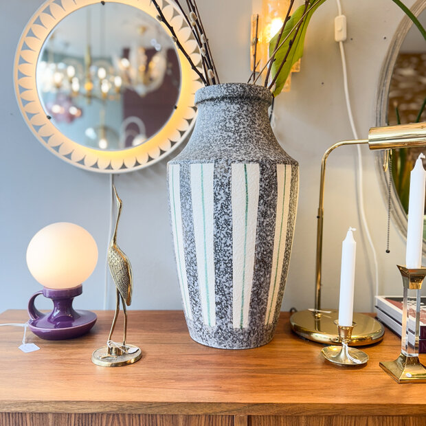 Grote vintage West Germany vaas Bay 654-50 grijs wit | Sprinkelhop