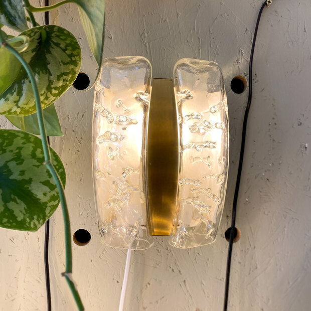 Doria Leuchten wandlamp 1960s messing met glas | Sprinkelhop