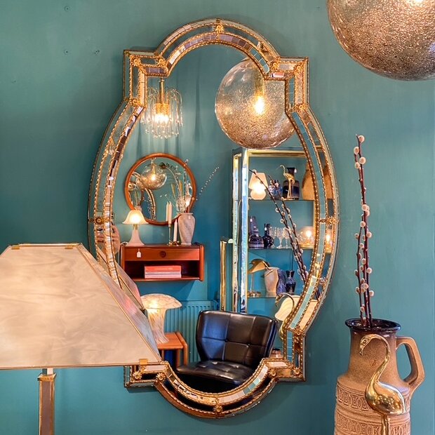 Vintage Venetiaanse moza&iuml;ekspiegel rechthoekig met rondingen | Sprinkelhop