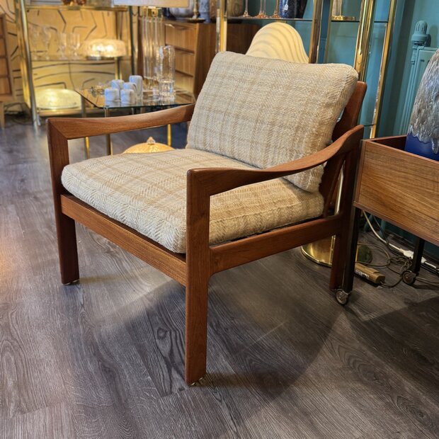 Vintage teak houten fauteuil Illum Wikkels&oslash; voor Niels Eilersen| Sprinkelhop