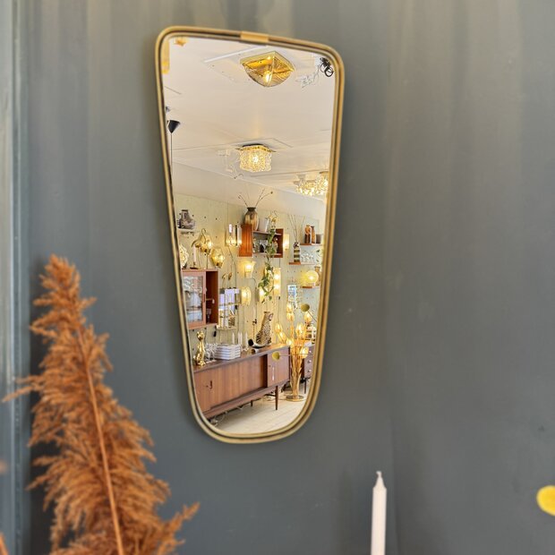 Vintage jaren &#039;50 spiegel messing zwart | Sprinkelhop