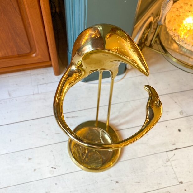 Vintage messing paraplustandaard flamingo | Sprinkelhop