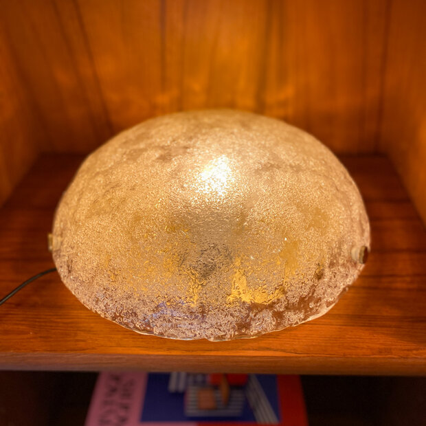 Hillebrand vintage plafondlamp 1970siced glass messing frame | Sprinkelhop