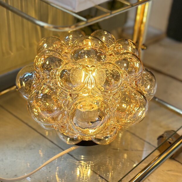 Helena Tynell ronde amber bubble glazen plafondlamp 1970s | Sprinkelhop