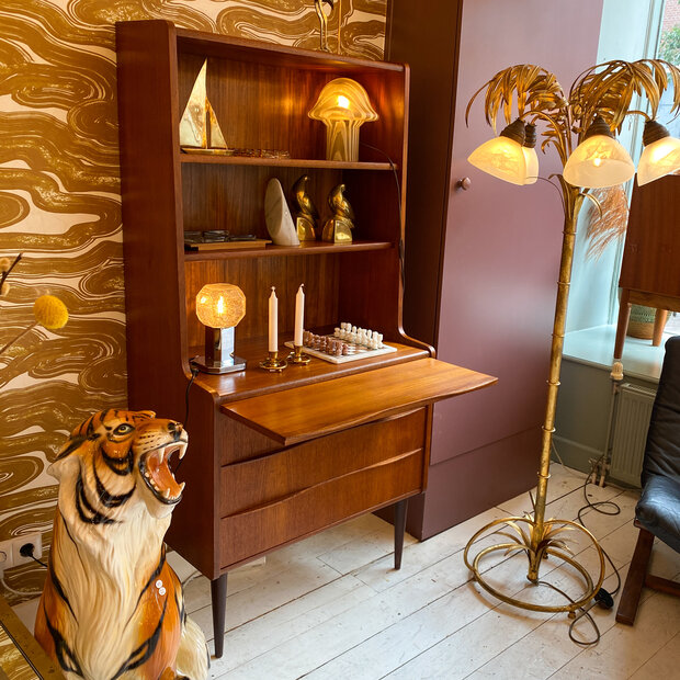 Vintage Deense boekenkast secretaire teak 1960s | Sprinkelhop