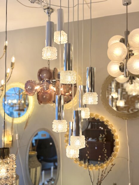 Vintage cascade hanglamp chroom met glas | Sprinkelhop