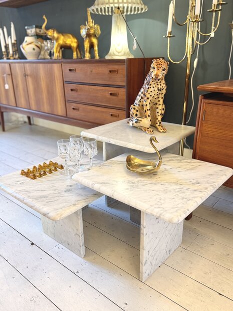 Set vintage Italiaanse vierkante marmeren salontafels | Sprinkelhop