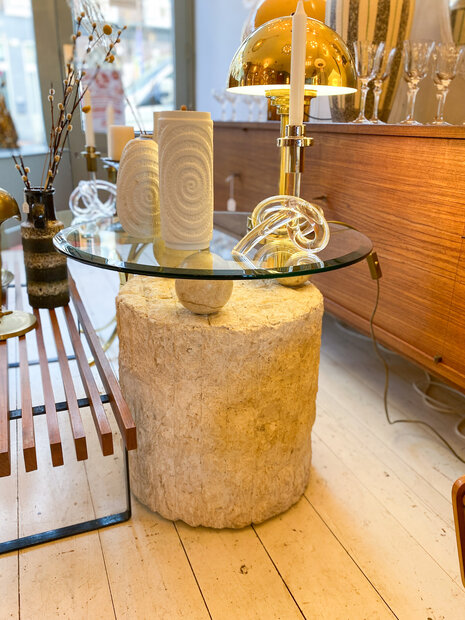 Vintage mactan stenen glazen salontafel Magnussen Ponte | Sprinkelhop