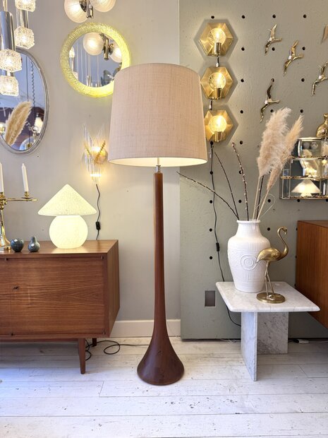 Vintage teak vloerlamp Domus 1970s in hoogte verstelbaar | Sprinkelhop