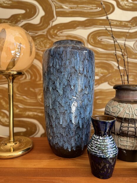 Grote vintage West Germany Fat Lava vaas Scheurich 517-45 blauw | Sprinkelhop