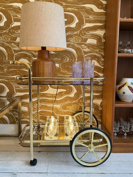 Vintage goudkleurige bar cart trolley serveerwagen 1980s | Sprinkelhop