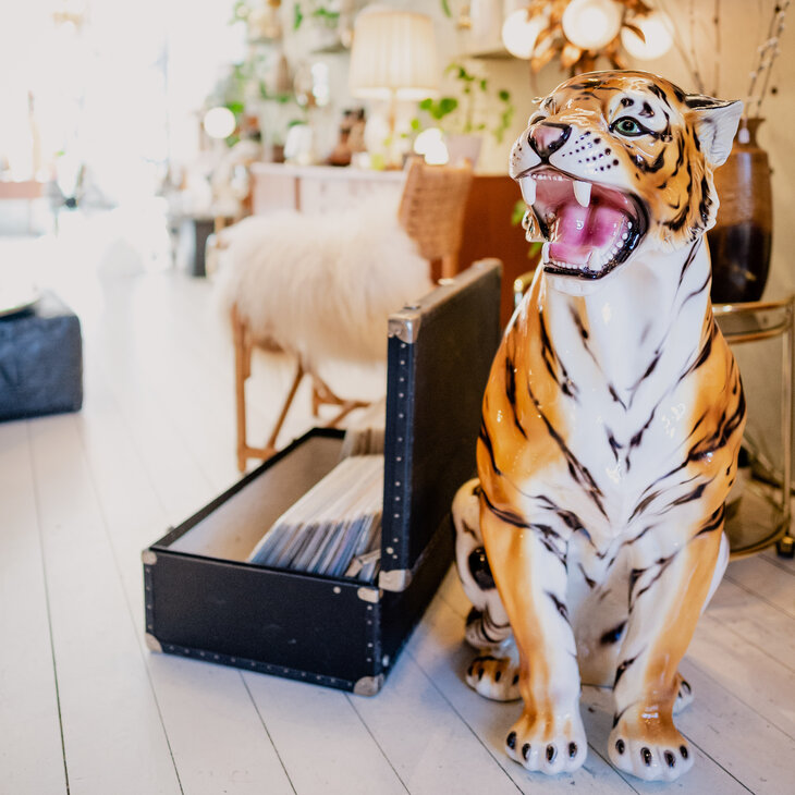 Vintage Italiaans keramieken tijger beeld XL | Sprinkelhop