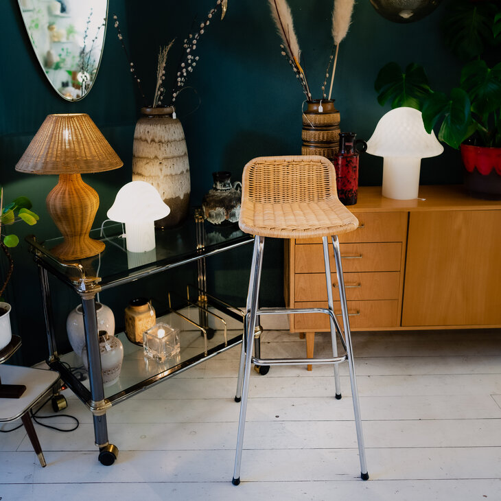 Roh&eacute; hoge barkrukken Dirk van Sliedregt rotan chroom | Sprinkelhop