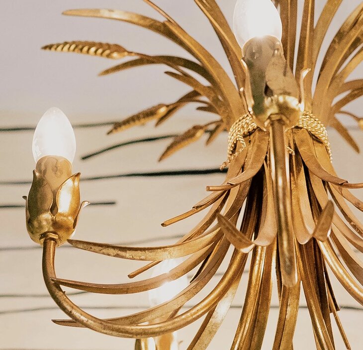 Hans Kogl vintage vergulde granen kroonluchter 1970s | Sprinkelhop