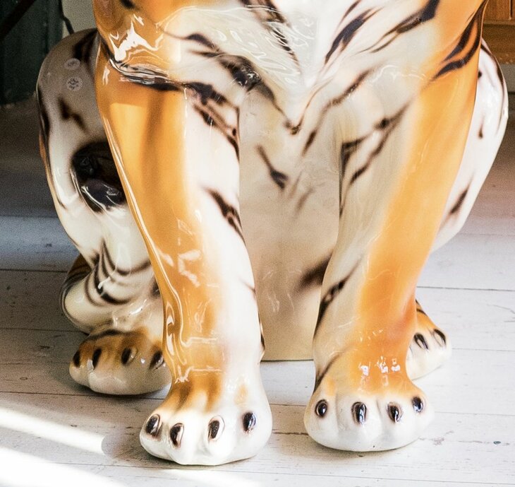 Vintage Italiaans keramieken tijger beeld XL | Sprinkelhop