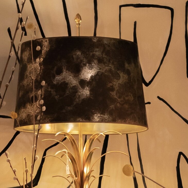 Vintage messing palm tafellamp Boulanger 1970s | Sprinkelhop