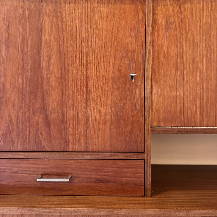 Vintage teak houten klepkast buffetkast highboard  | Sprinkelhop