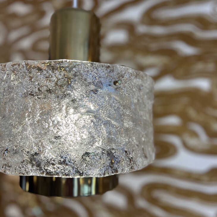 Hillebrand brutalistische messing hanglamp ice glass | Sprinkelhop