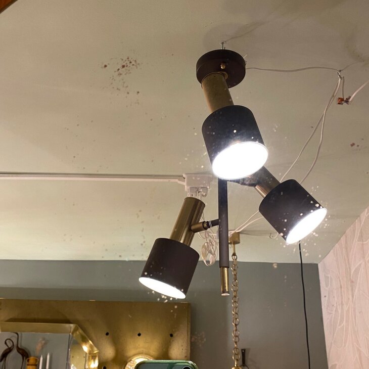 Vintage teak houten ronde spiegel