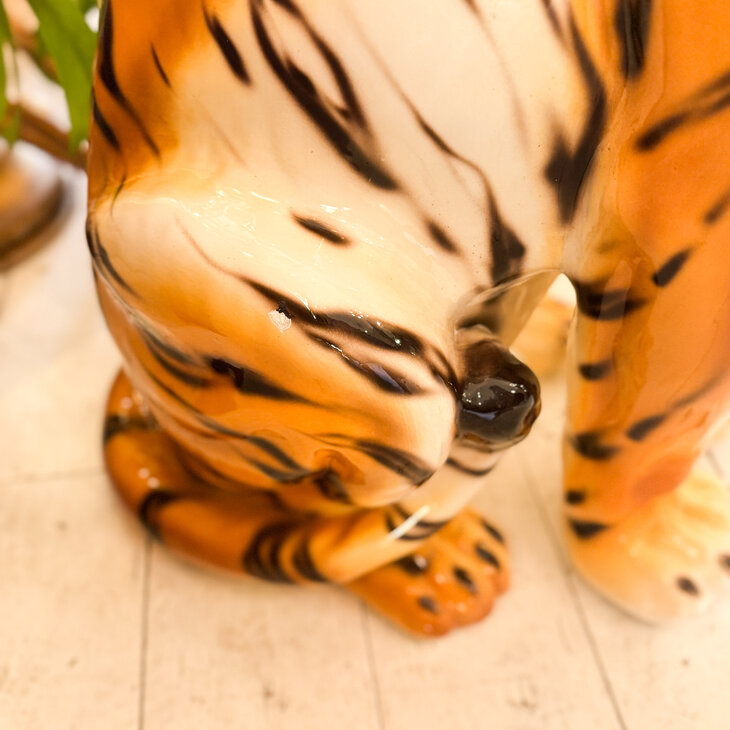 Vintage Italiaans keramieken tijger beeld XL | Sprinkelhop