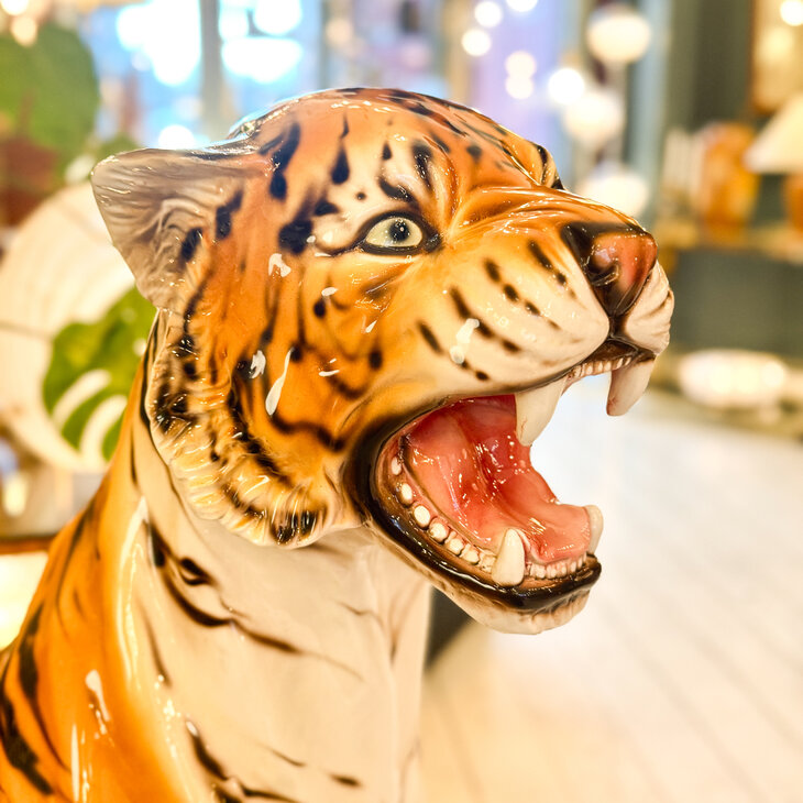Vintage Italiaans keramieken tijger beeld XL | Sprinkelhop