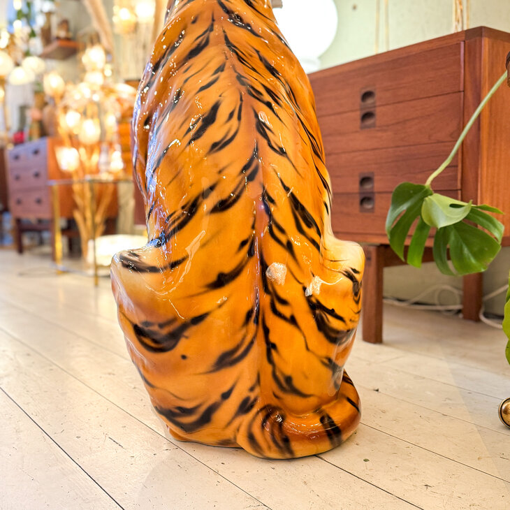 Vintage Italiaans keramieken tijger beeld XL | Sprinkelhop