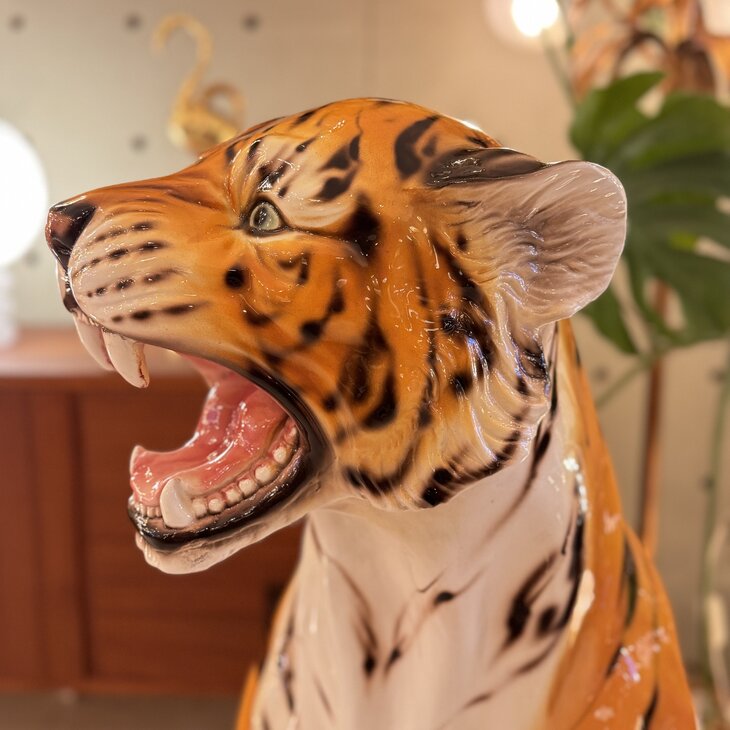 Vintage Italiaans keramieken tijger beeld XL | Sprinkelhop