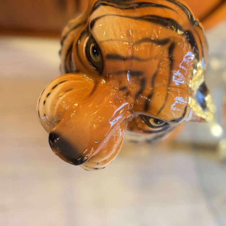 Vintage Italiaans handbeschilderd keramieken tijger beeld | Sprinkelhop