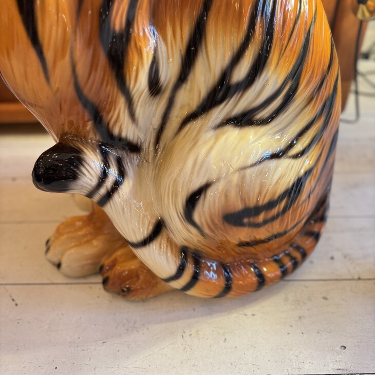 Vintage Italiaans handbeschilderd keramieken tijger beeld | Sprinkelhop