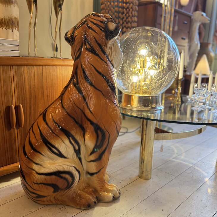 Vintage Italiaans handbeschilderd keramieken tijger beeld | Sprinkelhop