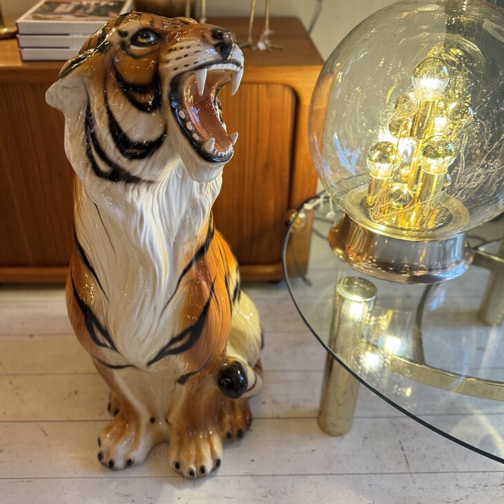 Vintage Italiaans handbeschilderd keramieken tijger beeld | Sprinkelhop