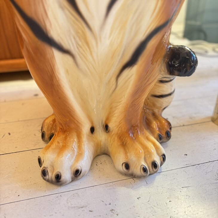 Vintage Italiaans handbeschilderd keramieken tijger beeld | Sprinkelhop