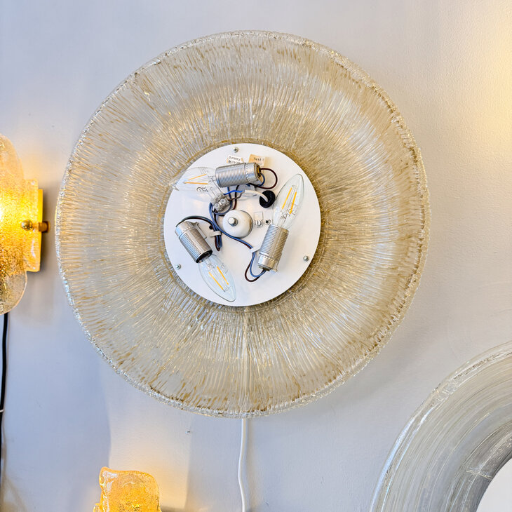 Vintage Hillebrand ronde spiegel van plexiglas met verlichting | Sprinkelhop