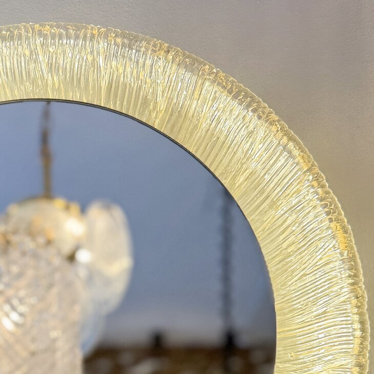 Vintage Hillebrand ronde spiegel van plexiglas met verlichting | Sprinkelhop