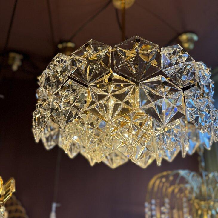 Kinkeldey messing kristallen kroonluchter hexagon | Sprinkelhop