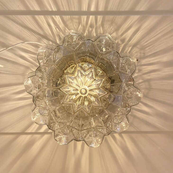 Vintage Glashutte Limburg messing glazen plafondlamp  | Sprinkelhop