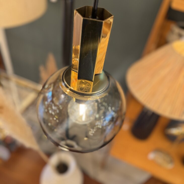 Cosack Leuchten messing hanglamp met rookglas | Sprinkelhop