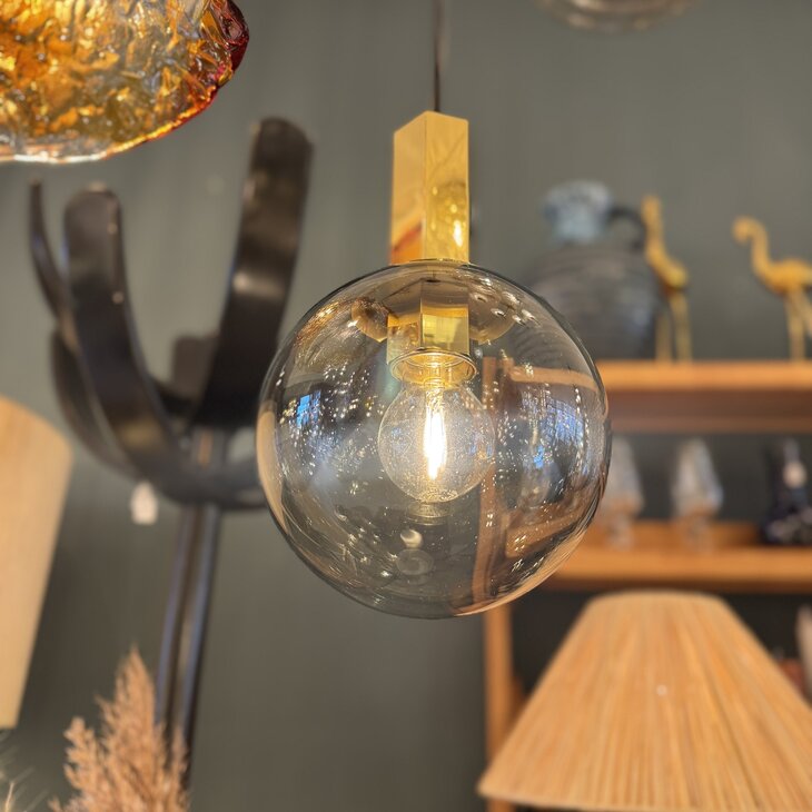 Cosack Leuchten messing hanglamp met rookglas | Sprinkelhop