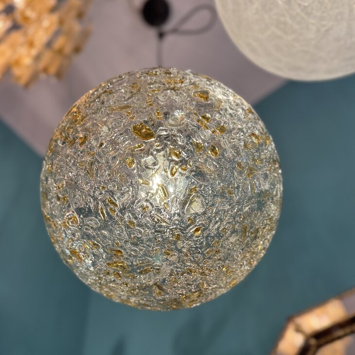 Vintage Doria Leuchten ijsglazen bol hanglamp amberkleurig | SprinkelhopVintage Doria Leuchten ijsglazen bol hanglamp amberkleu