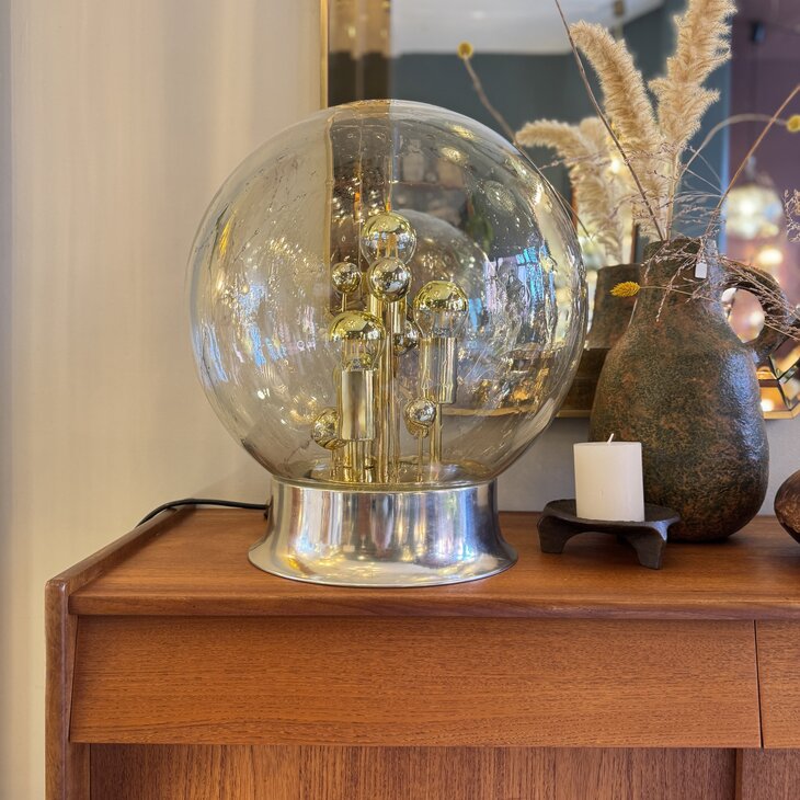 Doria Big Ball kristalglazen tafellamp messing chroom | Sprinkelhop
