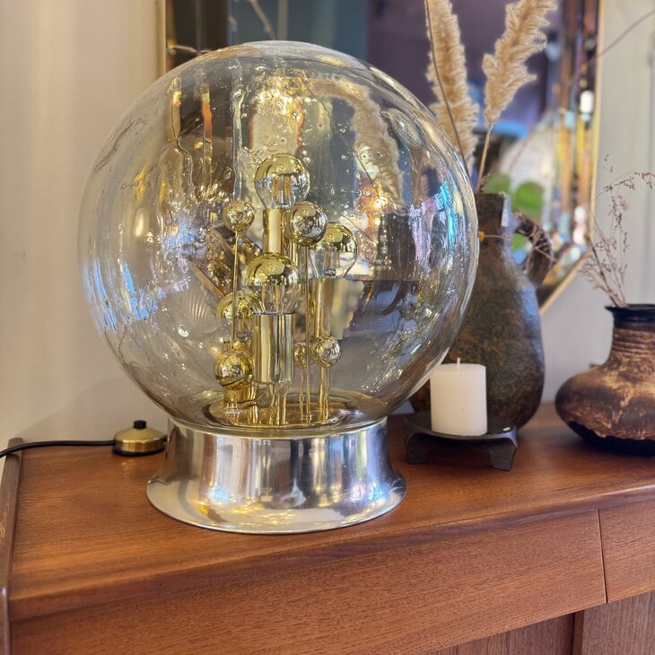 Doria Big Ball kristalglazen tafellamp messing chroom | Sprinkelhop